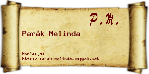 Parák Melinda névjegykártya